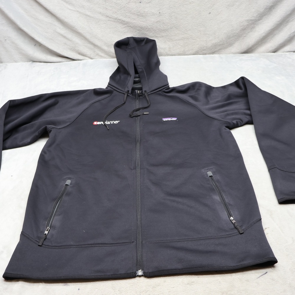 Patagonia Jacket Mens XL Black Tech Fleece Hoody Full Zip Outdoor Hiking LOGO